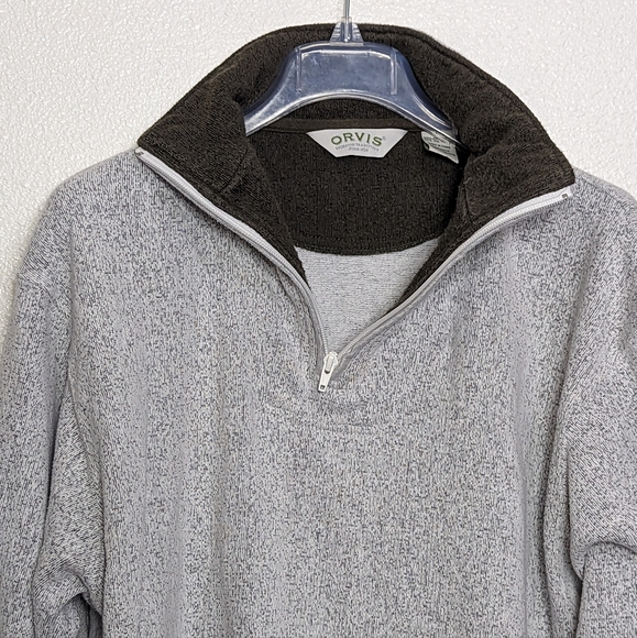 ORVIS Quarter Zip Pullover Sweatshirt Men's L Light Gray Outdoors - Picture 3 of 9